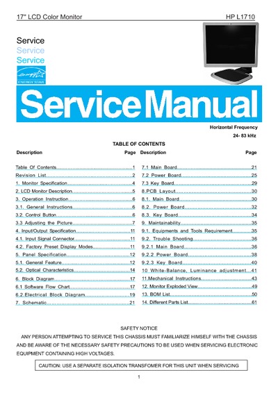 Hp L1710 Monitor Manual